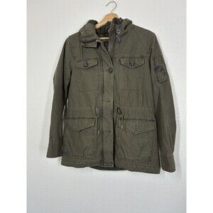 Levi's Jacket Mens Medium Green Hooded Canvas Parka Quilted Lined Pockets Winter